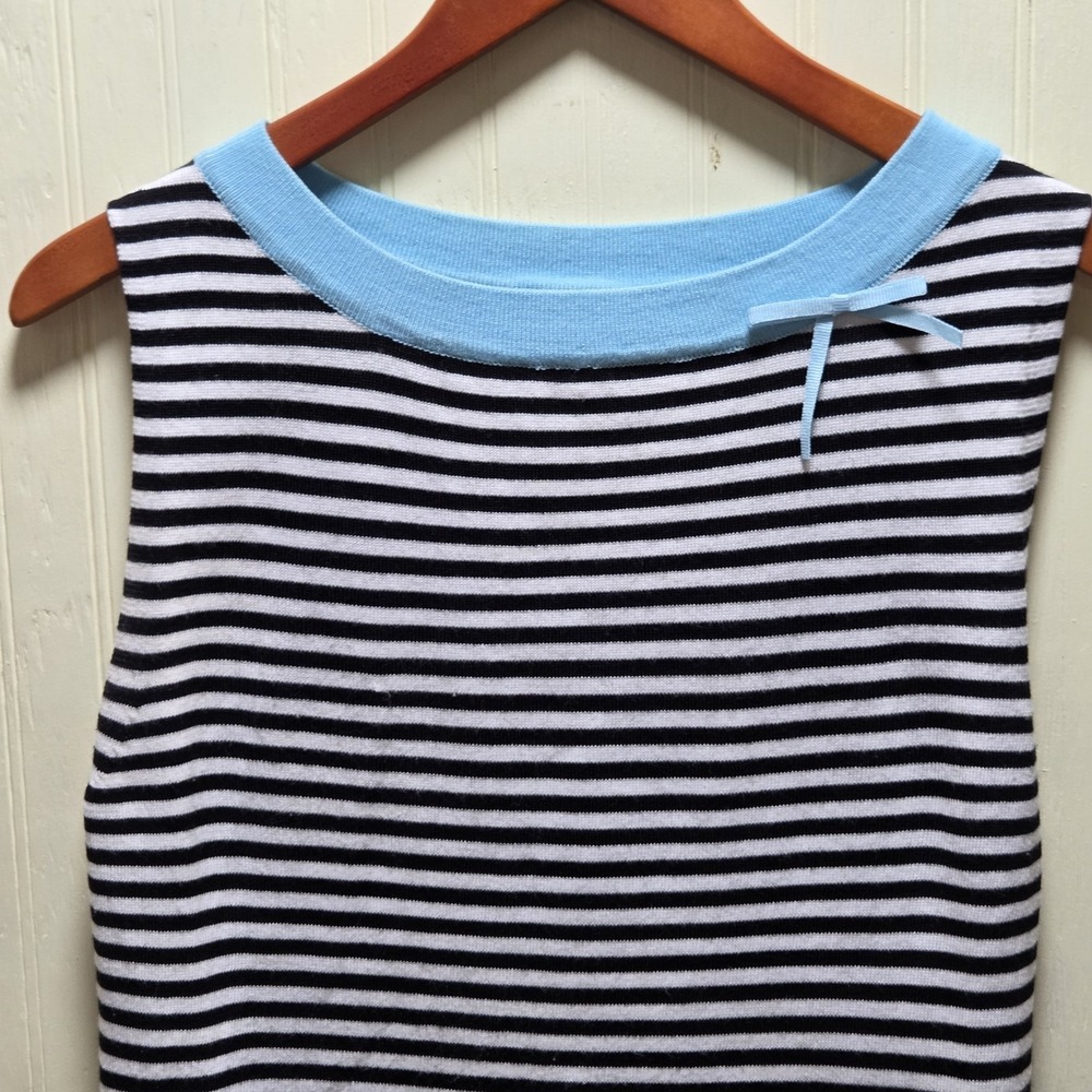 Vintage Heirloom Collectibles Sweater Womens XL Black Striped Sleeveless Blue